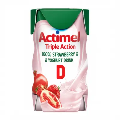 Actimel Triple Action 100% Vitamin D Strawberry & Pomegranate Yoghurt Drink