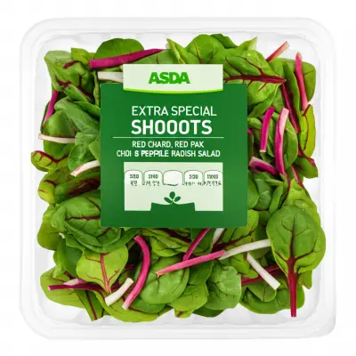 Asda Extra Special Pea Shoots, Red Chard, Red Pak Choi & Purple Radish Salad