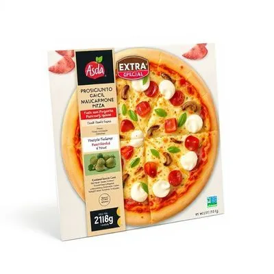 Asda Extra Special Extra Special Prosciutto Cotto, Garlic Mushroom & Mascarpone Sourdough Pizza 218G