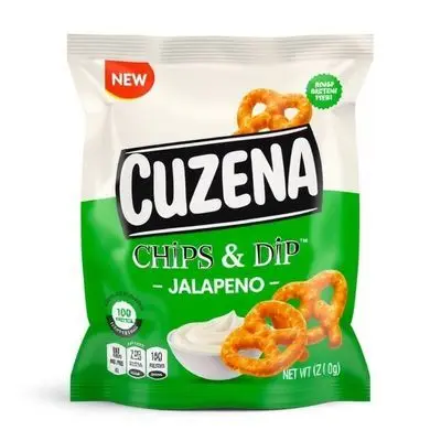 Cuzena Chip & Dip Jalapeno Houmous With Toasted Pretzels