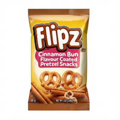 Flipz Cinnamon Bun Flavour Coated Pretzel Snacks