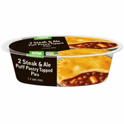 Asda 2 Steak & Ale Puff Pastry Topped Pies 2 X 200G (400G)
