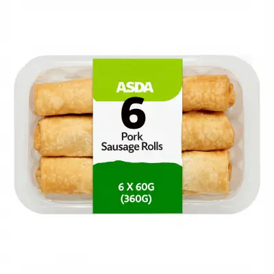 Asda 6 Pork Sausage Rolls 6 X 60G (360G)