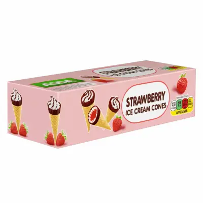 Asda 4 Strawberry Ice Cream Cones 4X110Ml