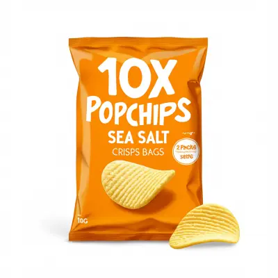 10X Popchips Sea Salt Crisps Bags (2 Packs Of 5X17G)