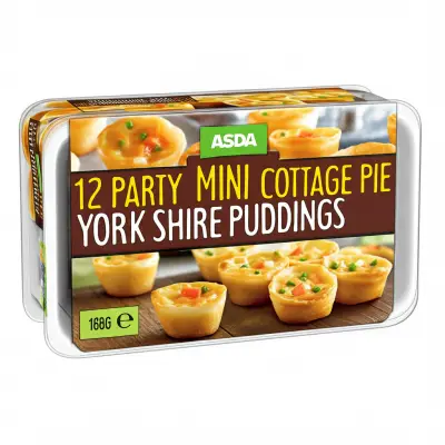 Asda 12 Party Mini Cottage Pie Yorkshire Puddings 168G