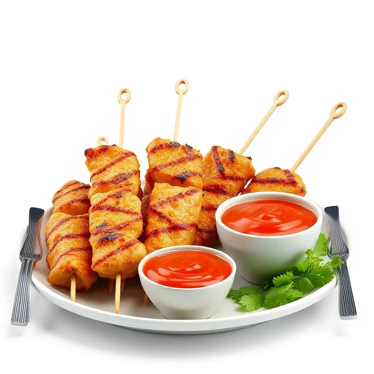 5 Chicken Satay Skewers With A Tomato Ketchup Dip 55G