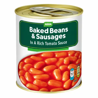 Asda Baked Beans & Sausages In A Rich Tomato Sauce 405G