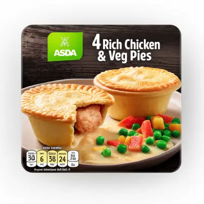 Asda 4 Rich Chicken & Veg Pies