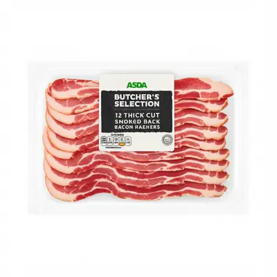 Asda Butcher's Selection 12 Thick Cut Smoked Back Bacon Rashers