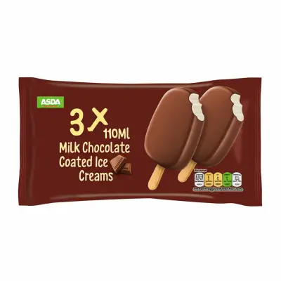 Asda 3 X 110Ml Milk Chocolate Coated Ice Creams