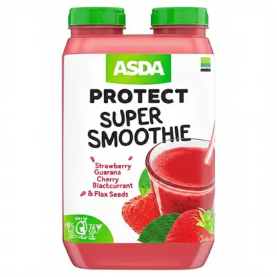Asda Protect Super Smoothie Strawberry Guarana Cherry Blackcurrant & Flax Seeds