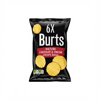 6X Burts Mature Cheddar & Onion Crisps Bags (6X40G)