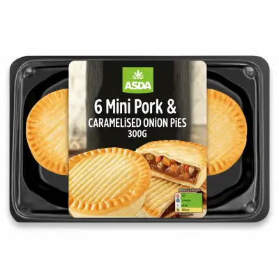 Asda 6 Mini Pork & Caramelised Onion Pies 300G
