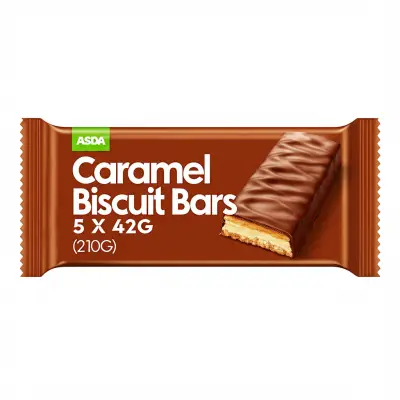 Asda Caramel Biscuit Bars 5 X 42G (210G)