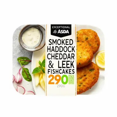 Exceptional By Asda Smoked Haddock, Cheddar & Leek Fishcakes 290G