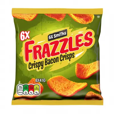 6X Smiths Frazzles Crispy Bacon Crisps Bags (6X41G)