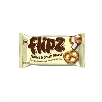 Flipz Cookies & Cream Flavour Coated Pretzels Snacks Pouch