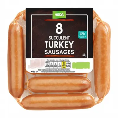 Asda 8 Succulent Turkey Sausages