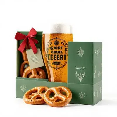 Craft Beer Glass & Pretzels Christmas Gift Set