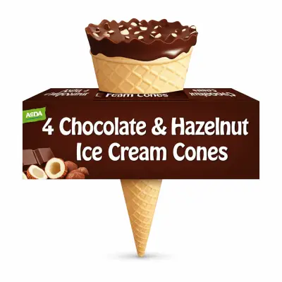 Asda 4 Chocolate & Hazelnut Ice Cream Cones