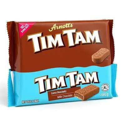 Arnotts Tim Tam Extra Chocolatey Milk Chocolate Flavour Biscuits, 9 Bars, 200G
