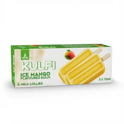 Kulfi Ice Ice Mango Flavoured Kulfi Milk Lollies 5 X 70Ml