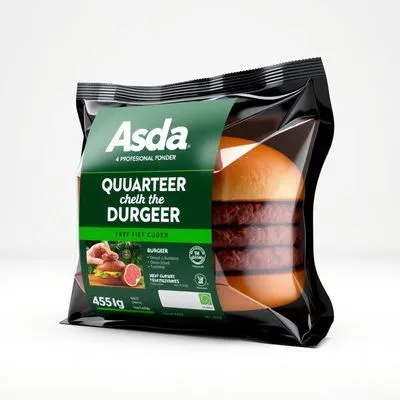 Asda 4 Succulent Quarter Pounder Beef Burgers 454G