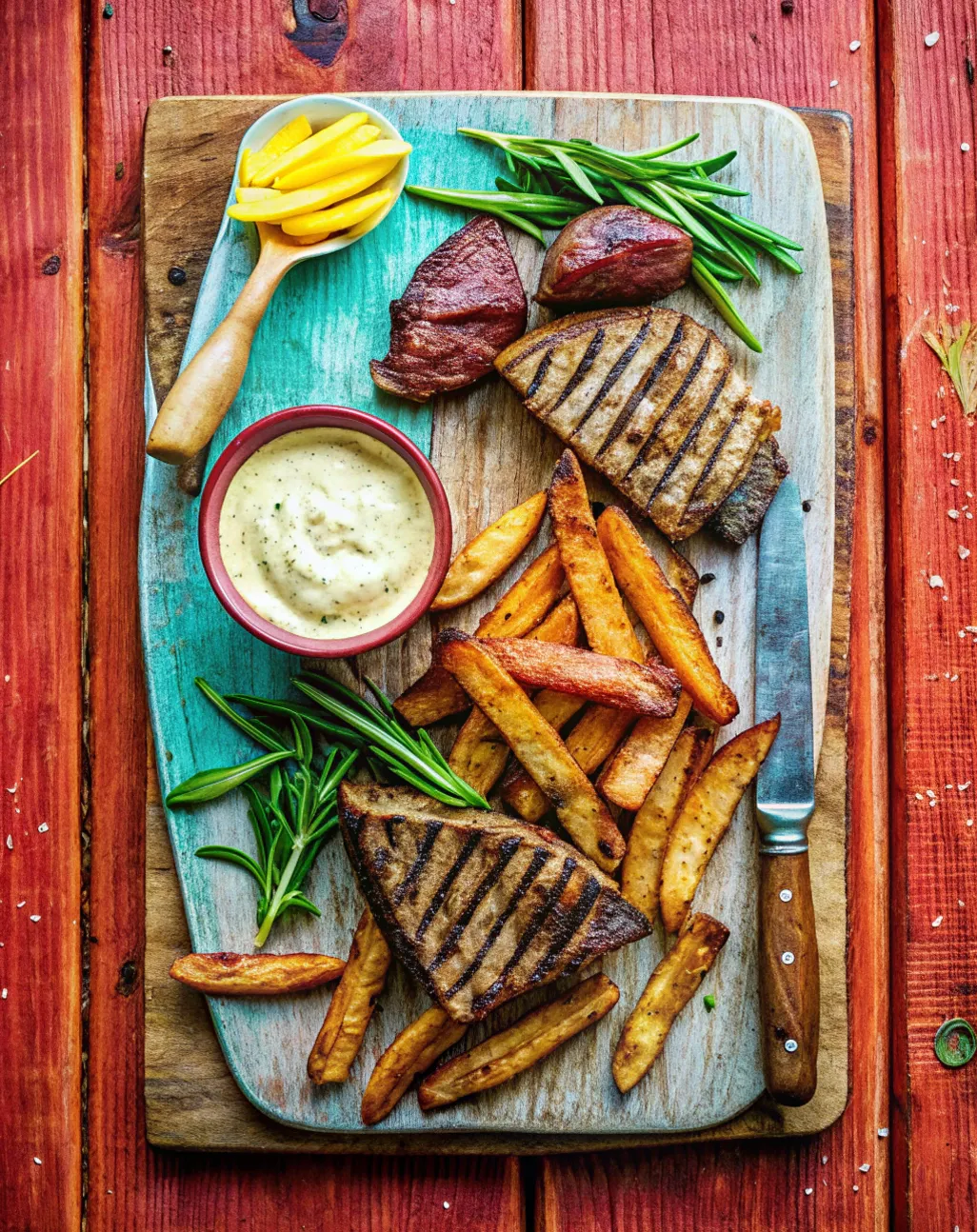 Image of Griddled Rump Steak With Chips & Mustard Mayo