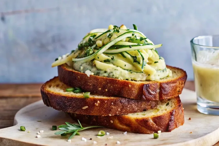 Image of Courgette Tartine With Warm Mustard Dressing