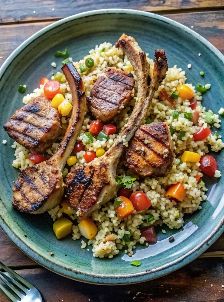 Image of Sumac Lamb Chops and Rainbow Couscous