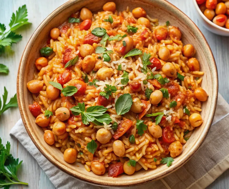Image of One-Pot Tomato Chickpeas and Orzo