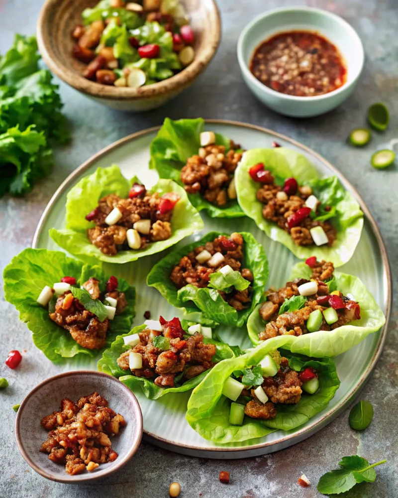 Image of Sticky Pork and Pickle Lettuce Wraps