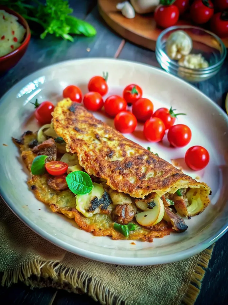 Image of Hash Brown Mushroom Spinach Crepes