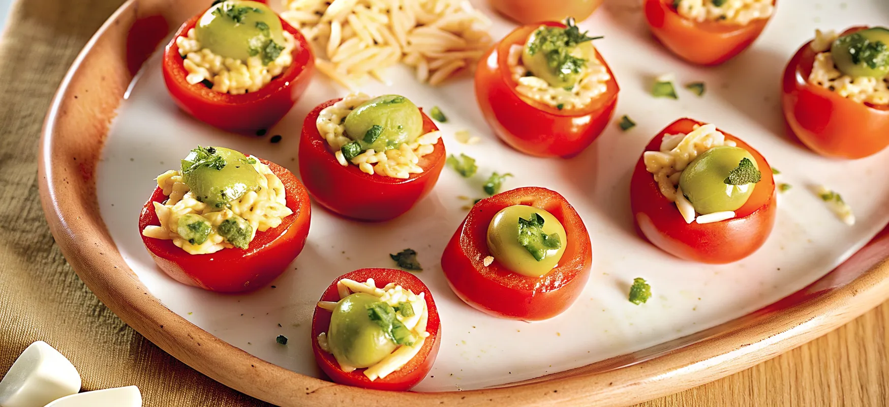 Image of Orzo-Stuffed Tomatoes with Pesto Fluff