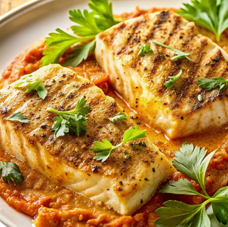 Image of Grilled Cod With Romesco Sauce
