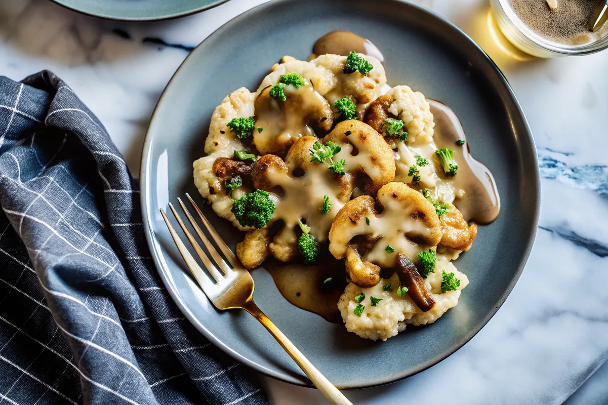 Image of Cauliflower Steaks with Mushroom Gravy