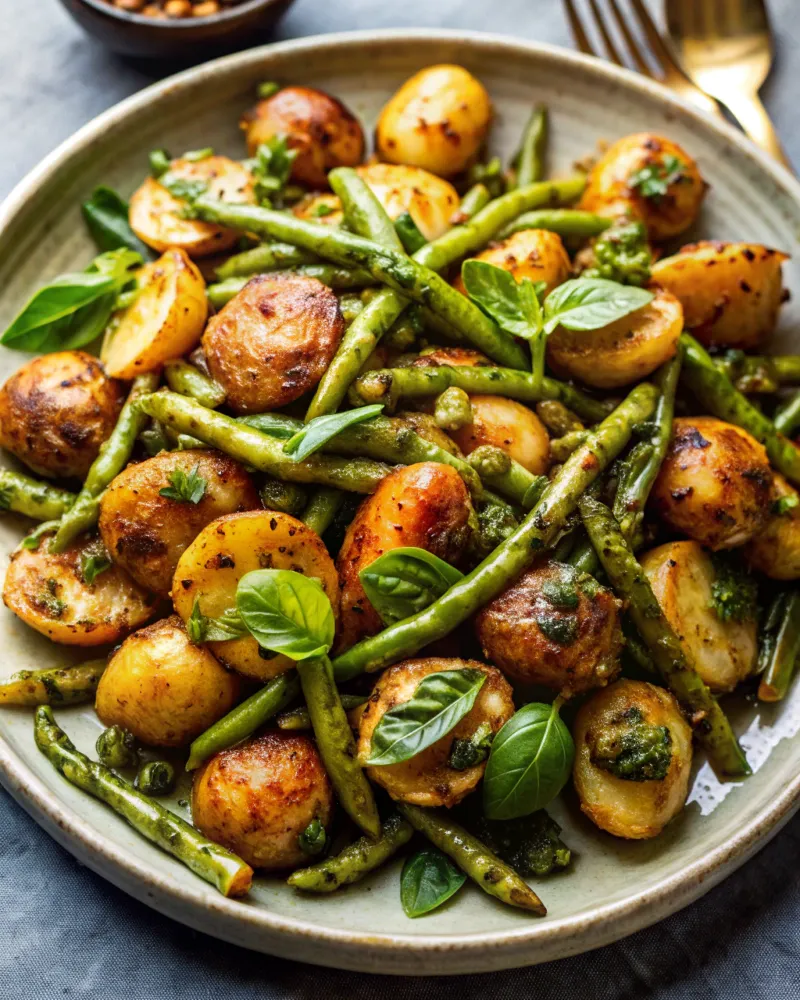 Image of Fresh Green Beans & Baby Potatoes with Pesto