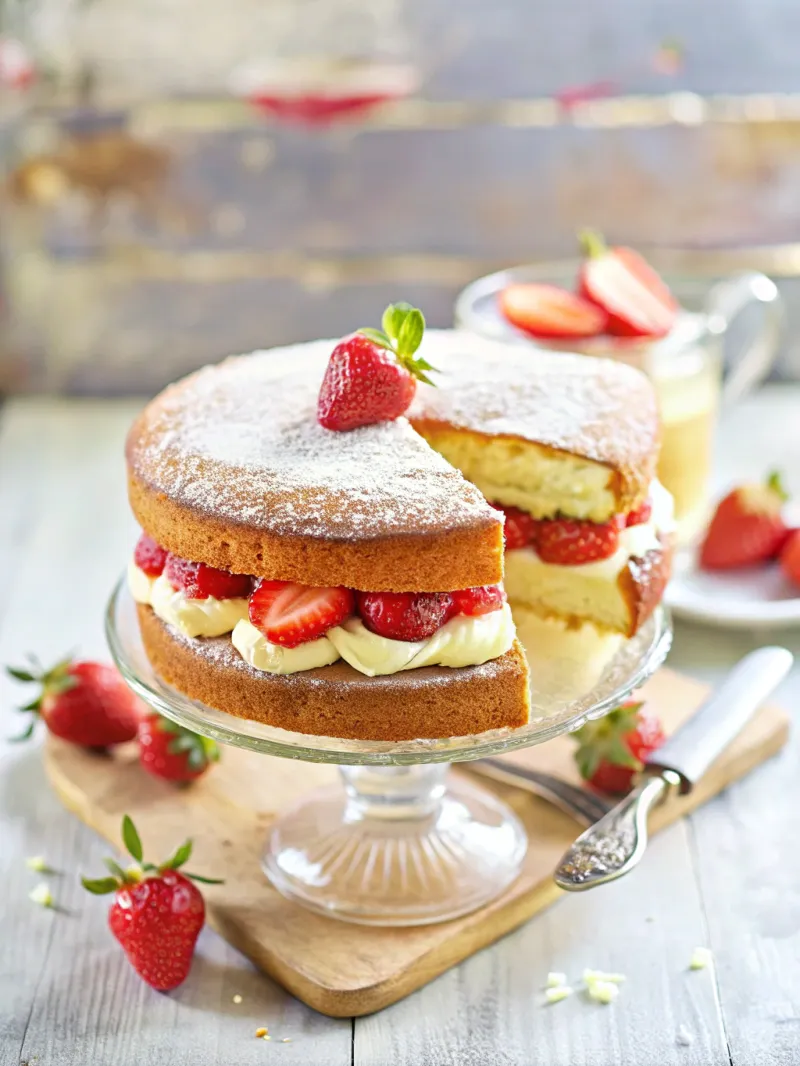 Image of Strawberry & Cream Sandwich Sponge