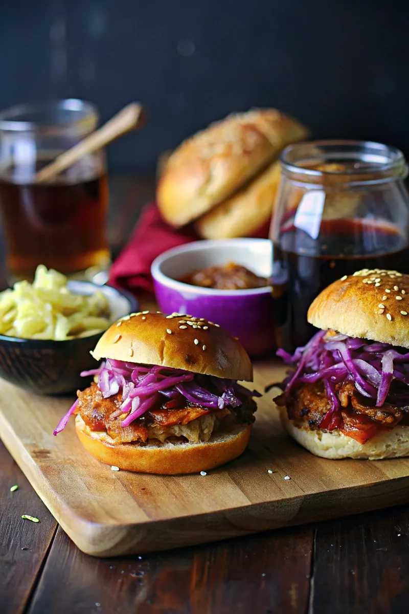 Image of Smoky BBQ Pulled Pork Burgers & Slaw