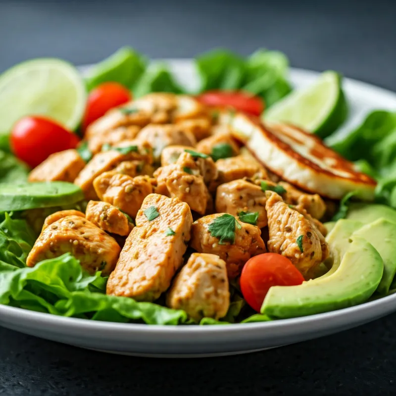 Image of Chicken, Haloumi & Avocado Salad with Lime Dressing
