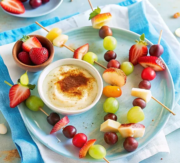 Image of Fruity Skewers With Yoghurt Dip