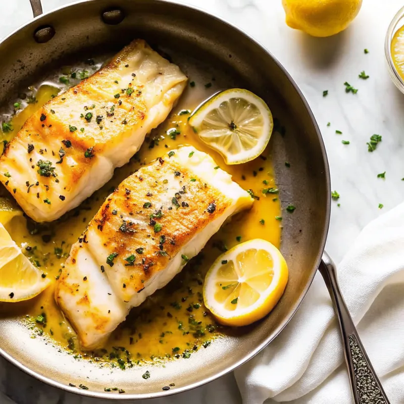 Image of Pan-Fried Cod With Lemon-Herb Butter Sauce