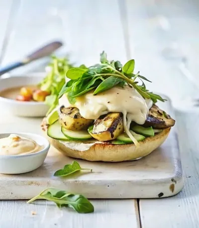 Image of Griddled Vegetable & Halloumi Burger With Chilli Yoghurt