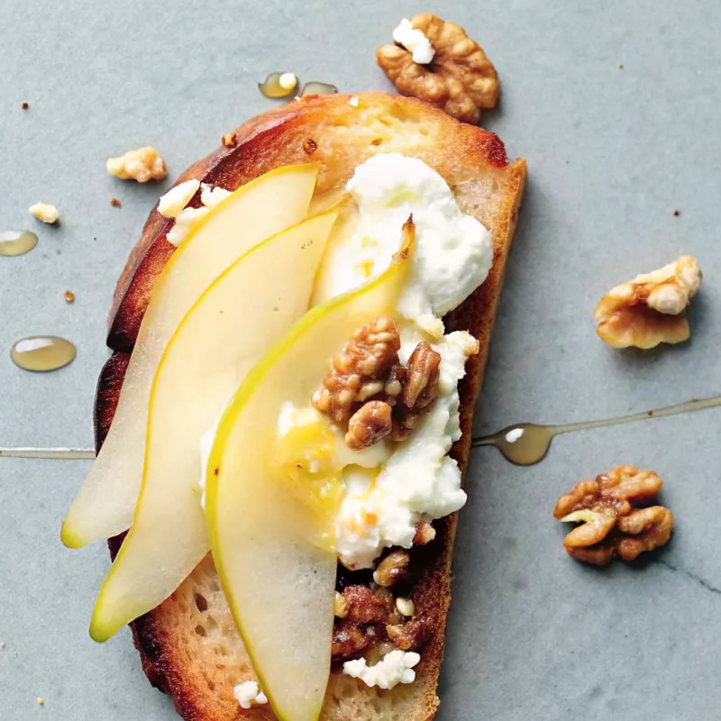 Image of Pear, Walnut, & Ricotta Crostini