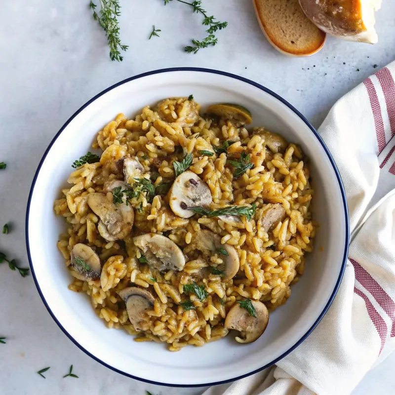 Image of Vegan Mushroom Risotto With Fresh Thyme
