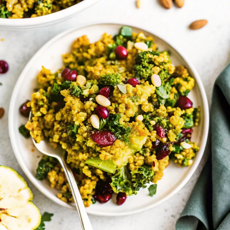 Image of Kale & Brussels Sprouts Curry Quinoa Salad