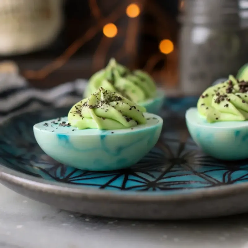 Image of Dairy-Free Halloween Deviled Eggs